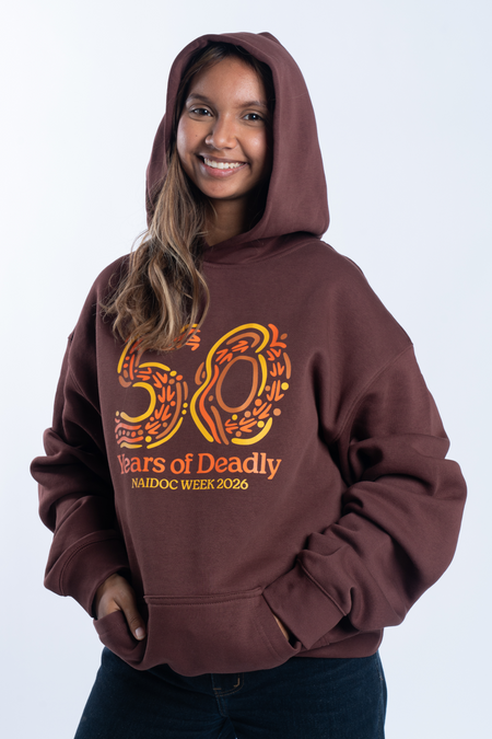 50 Years Of Deadly NAIDOC Week 2026 Premium Chestnut Cotton Blend Unisex Hoodie