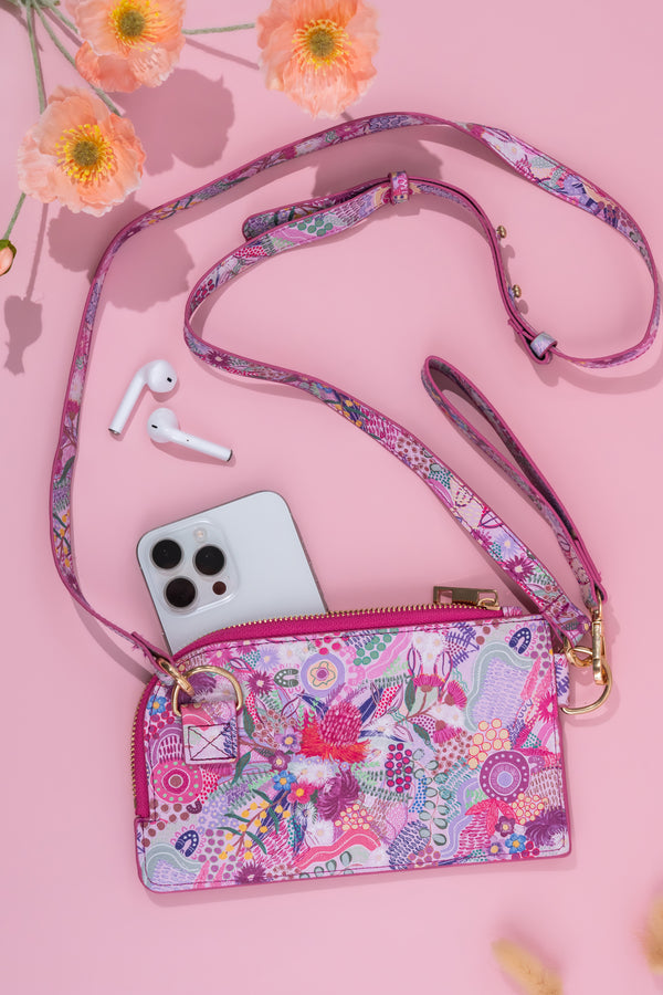 Flowers Along The River Phone Wallet w/ Strap Pack