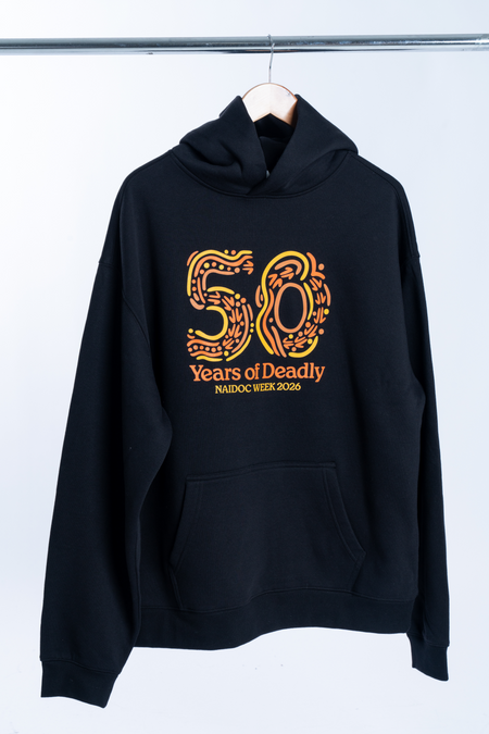 50 Years Of Deadly NAIDOC Week 2026 Premium Black Cotton Blend Unisex Hoodie