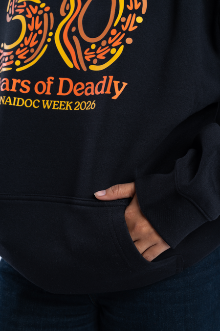 50 Years Of Deadly NAIDOC Week 2026 Premium Black Cotton Blend Unisex Hoodie
