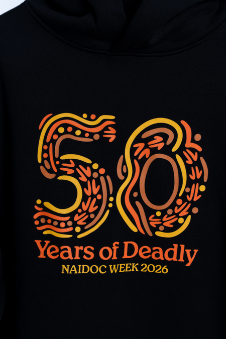 50 Years Of Deadly NAIDOC Week 2026 Premium Black Cotton Blend Unisex Hoodie