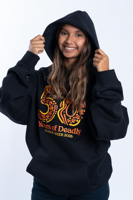 50 Years Of Deadly NAIDOC Week 2026 Premium Black Cotton Blend Unisex Hoodie