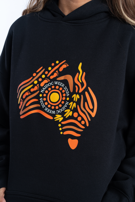 Australia NAIDOC Week 2026 Premium Black Cotton Blend Unisex Hoodie