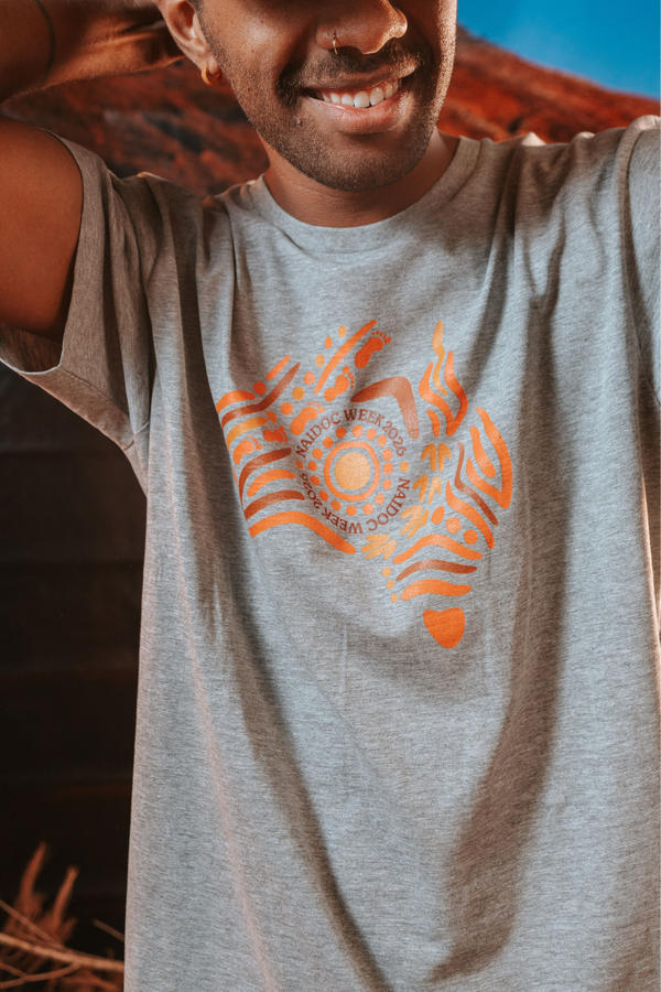 Australia NAIDOC Week 2026 Grey Marle Cotton Crew Neck Unisex T-Shirt