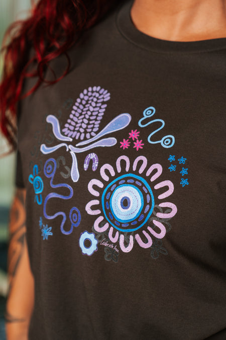 Mother Nature Charcoal Cotton Crew Neck Women's T-Shirt