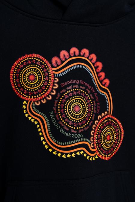 Standing Strong NAIDOC Week 2026 Premium Black Cotton Blend Women's Hoodie