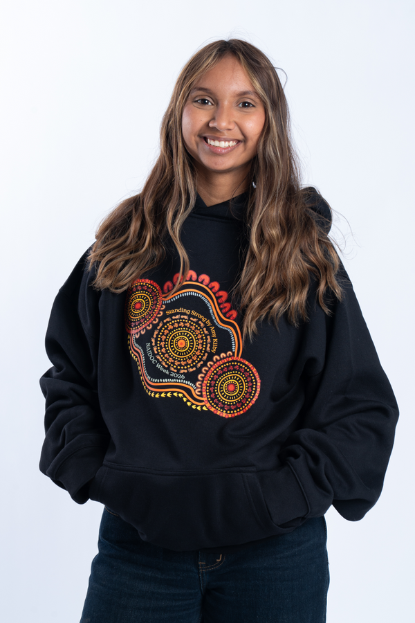 Standing Strong NAIDOC Week 2026 Premium Black Cotton Blend Women's Hoodie