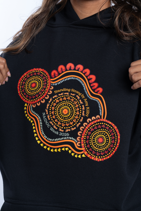 Standing Strong NAIDOC Week 2026 Premium Black Cotton Blend Women's Hoodie