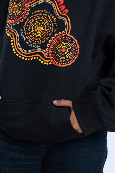 Standing Strong NAIDOC Week 2026 Premium Black Cotton Blend Women's Hoodie