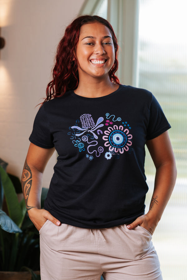 Mother Nature Navy Cotton Everyday Women's T-Shirt