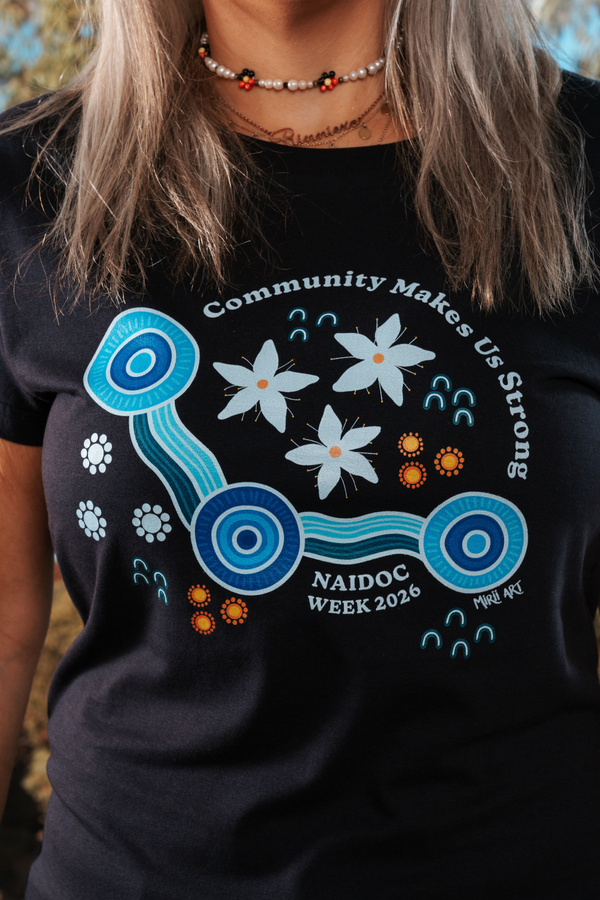 Community Makes Us Strong NAIDOC Week 2026 Navy Cotton Everyday Women's T-Shirt