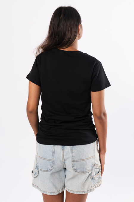 Yirra Black Cotton Crew Neck Womens T-Shirt
