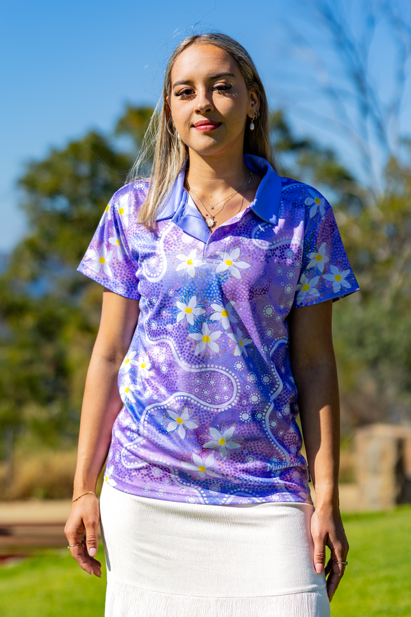 Lemon Myrtle Flowers Women's Fitted Polo Shirt