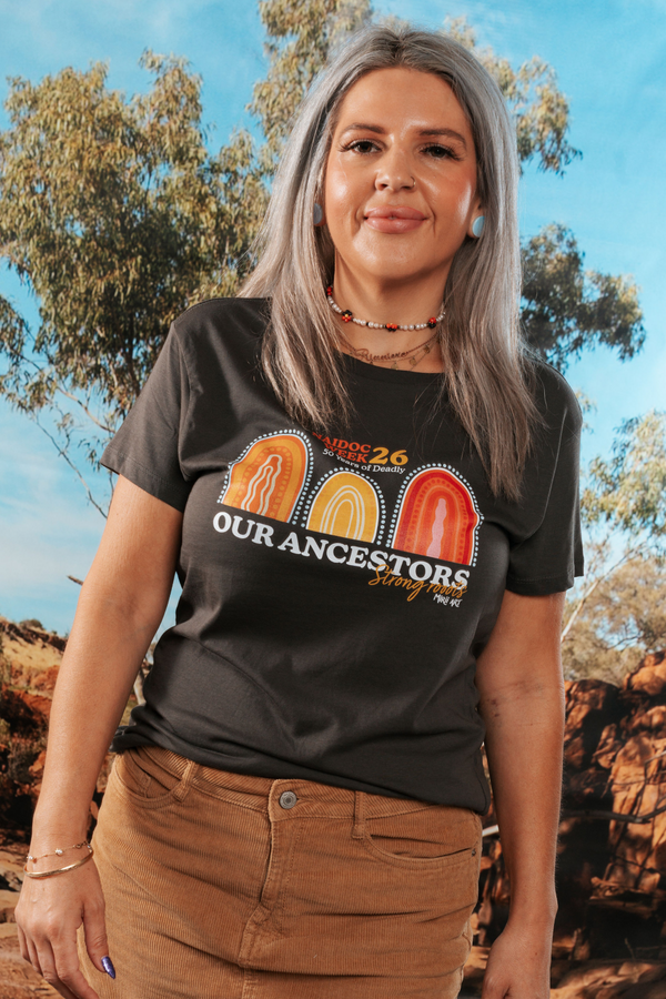 Our Ancestors NAIDOC Week 2026 Charcoal Cotton Everyday Women's T-Shirt