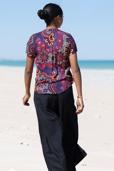 Ngabaan V Neck Women's Short Sleeve Blouse