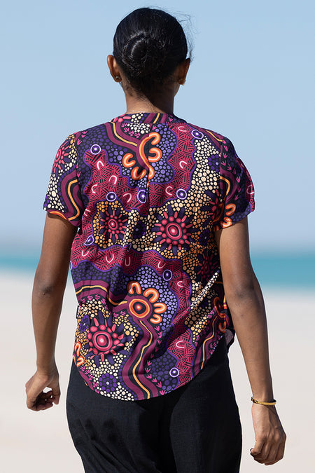 Ngabaan V Neck Women's Short Sleeve Blouse