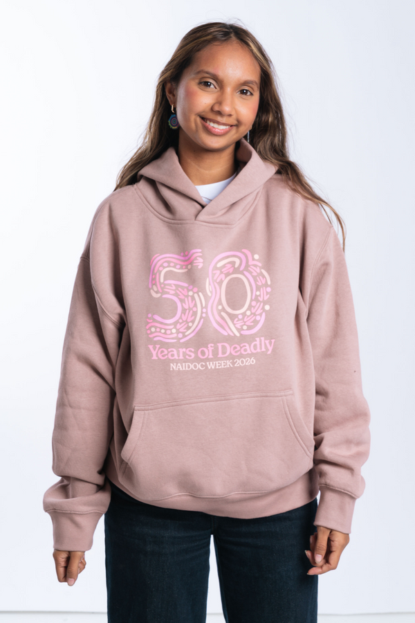 50 Years of Deadly NAIDOC Week 2026 Premium Hazy Pink Cotton Blend Women's Hoodie
