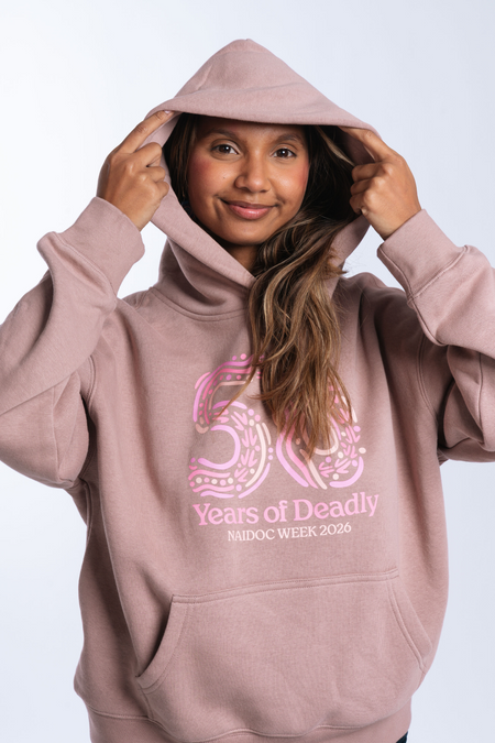50 Years of Deadly NAIDOC Week 2026 Premium Hazy Pink Cotton Blend Women's Hoodie
