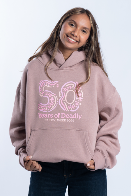 50 Years of Deadly NAIDOC Week 2026 Premium Hazy Pink Cotton Blend Women's Hoodie