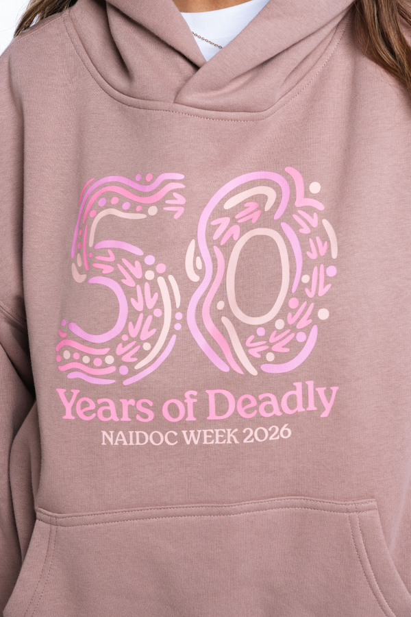 50 Years of Deadly NAIDOC Week 2026 Premium Hazy Pink Cotton Blend Women's Hoodie