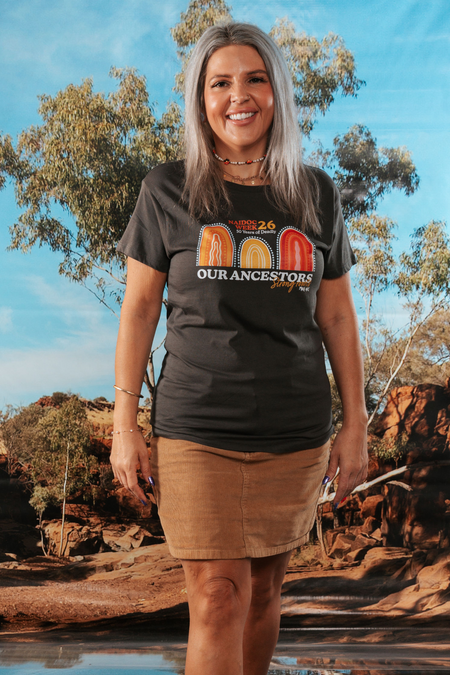 Our Ancestors NAIDOC Week 2026 Charcoal Cotton Everyday Women's T-Shirt