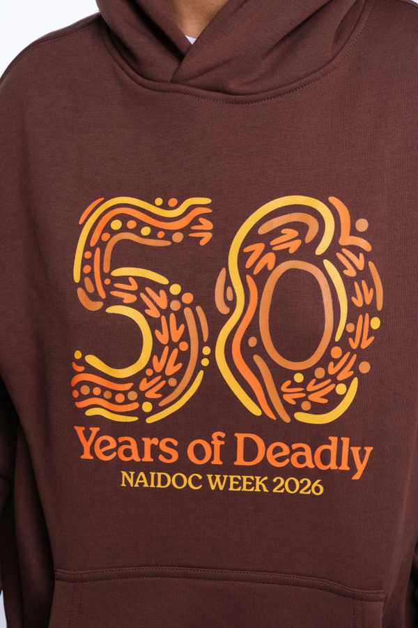50 Years Of Deadly NAIDOC Week 2026 Premium Chestnut Cotton Blend Unisex Hoodie