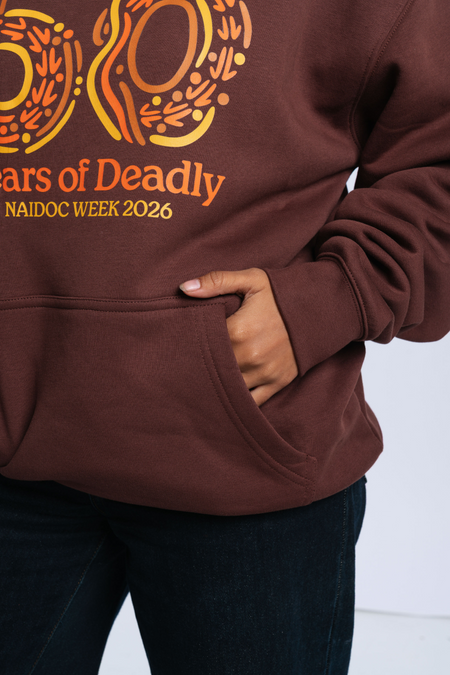 50 Years Of Deadly NAIDOC Week 2026 Premium Chestnut Cotton Blend Unisex Hoodie