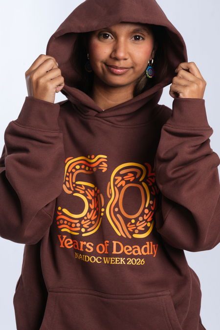 50 Years Of Deadly NAIDOC Week 2026 Premium Chestnut Cotton Blend Unisex Hoodie