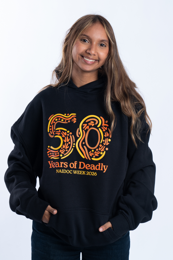 50 Years Of Deadly NAIDOC Week 2026 Premium Black Cotton Blend Unisex Hoodie