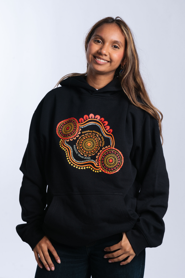 Standing Strong NAIDOC Week 2026 Premium Black Cotton Blend Women's Hoodie