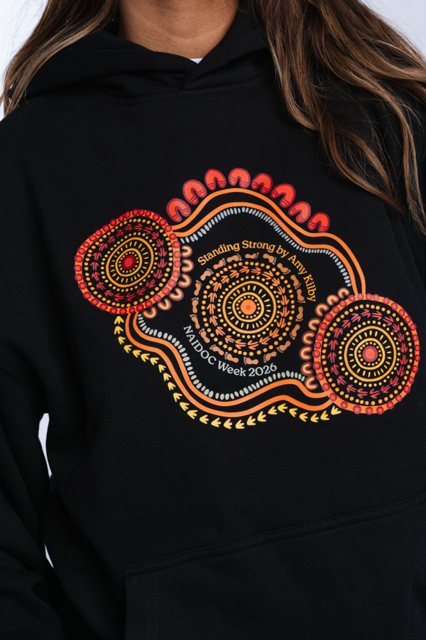 Standing Strong NAIDOC Week 2026 Premium Black Cotton Blend Women's Hoodie