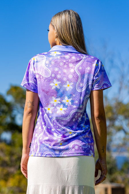 Lemon Myrtle Flowers Women's Fitted Polo Shirt