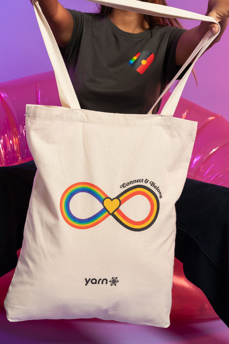 Pride Unity Tote Bag Khaki Long Handle Cotton Tote Bag