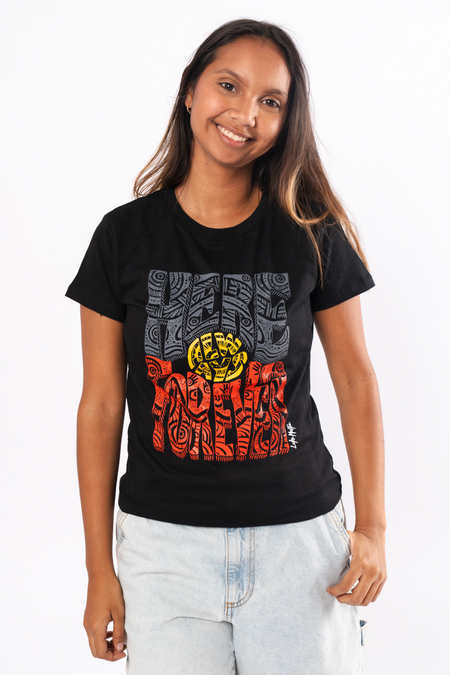 Here Always Forever Black Cotton Crew Neck Women's T-Shirt