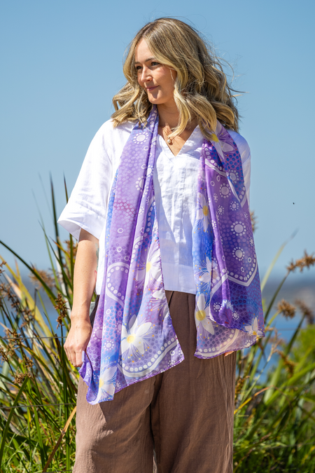 Lemon Myrtle Flowers Rectangle Chiffon Scarf