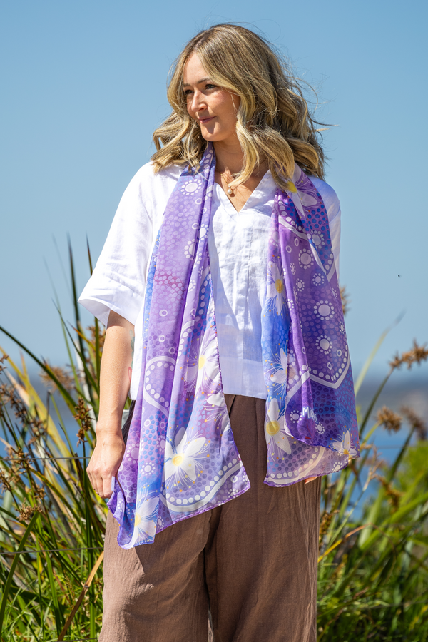 Lemon Myrtle Flowers Rectangle Chiffon Scarf