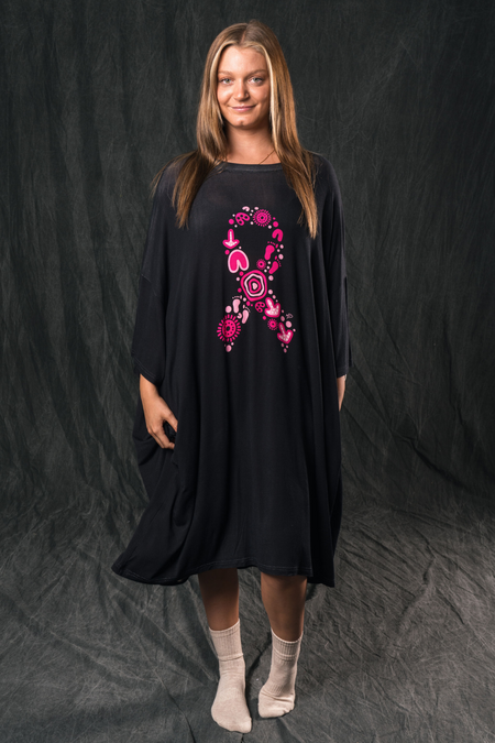 Sacred Women's Way Ribbon (Black) Bamboo Oversized Sleep Tee