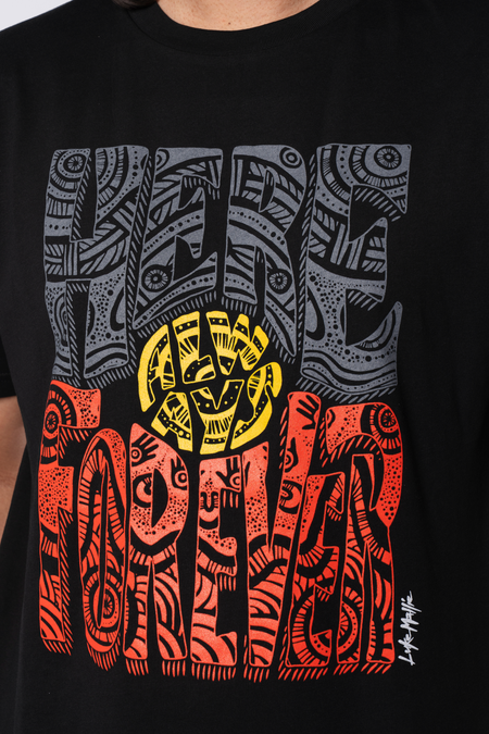 Here Always Forever Black Cotton Crew Neck Women's T-Shirt