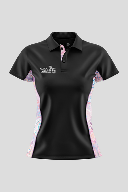 (Bulk) Paths That Brought Us Here NAIDOC 2026 Bamboo (Simpson) Women's Fitted Polo Shirt