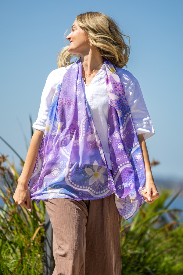 Lemon Myrtle Flowers Rectangle Chiffon Scarf