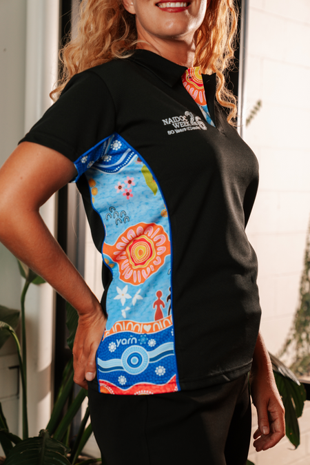 Built On Strong Shoulders NAIDOC 2026 Bamboo (Simpson) Women's Fitted Polo Shirt