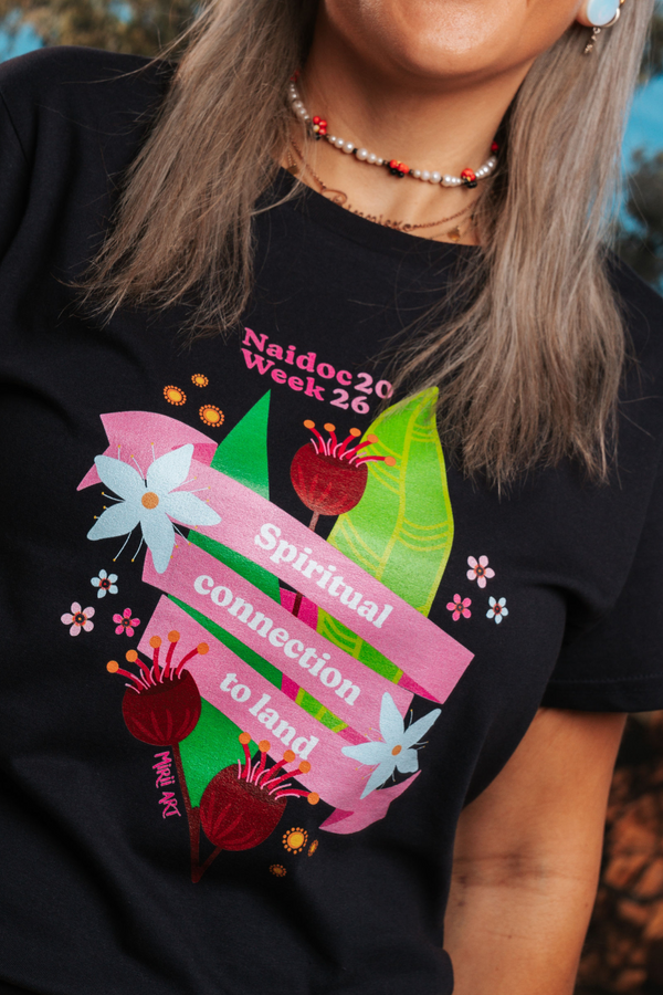 Spiritual Connection To Land NAIDOC Week 2026 Navy Cotton Everyday Women's T-Shirt