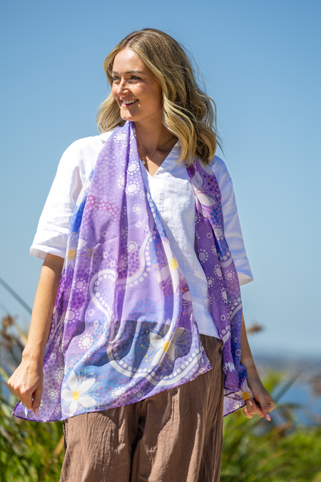 Lemon Myrtle Flowers Rectangle Chiffon Scarf