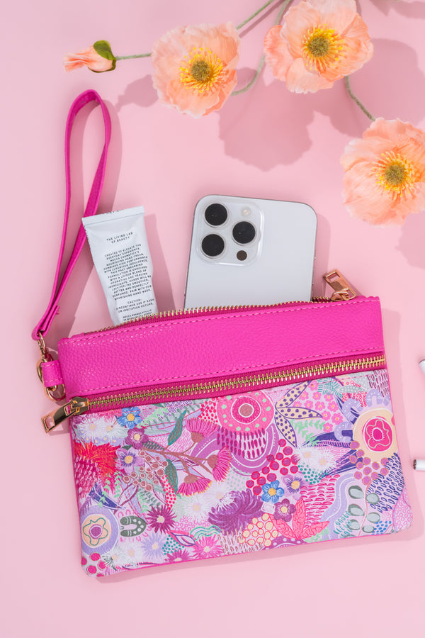 Flowers Along The River Zip Panel Purse