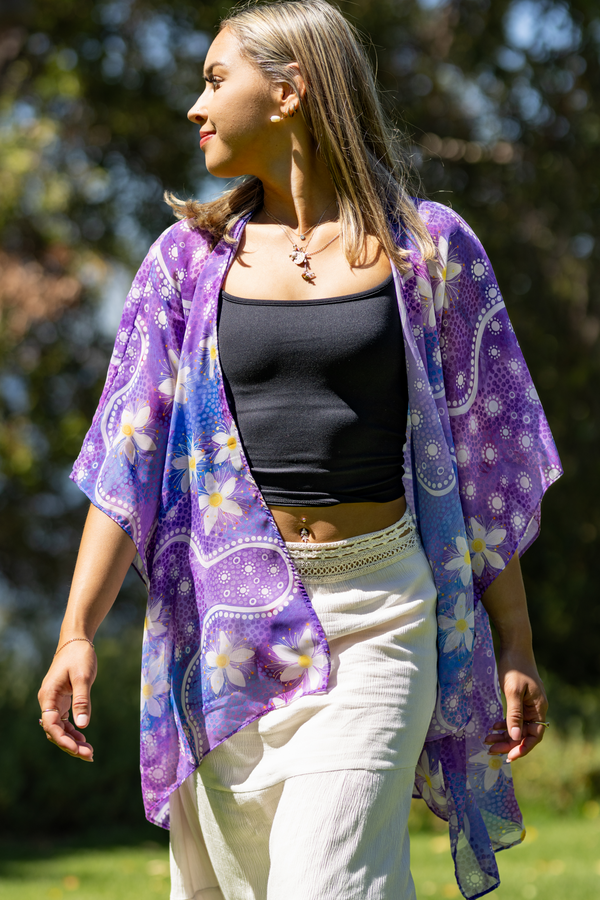 Lemon Myrtle Flowers Chiffon Shawl