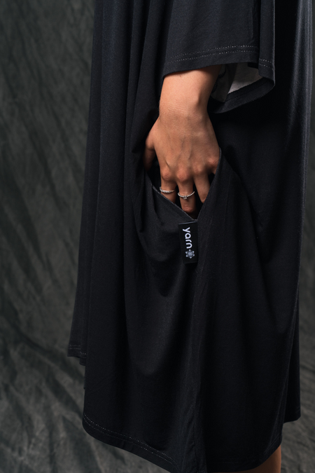 Sacred Women's Way Ribbon (Black) Bamboo Oversized Sleep Tee