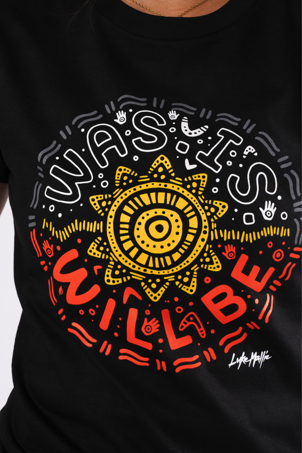 Was, Is, Will Be Black Cotton Crew Neck Women's T-Shirt