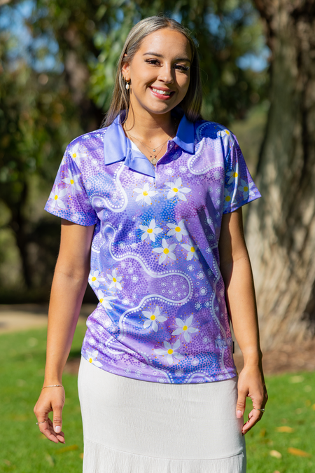Lemon Myrtle Flowers Women's Fitted Polo Shirt