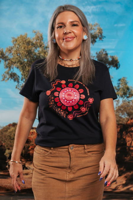 Resilience Lives On NAIDOC Week 2026 Black Cotton Crew Neck Women's T-Shirt