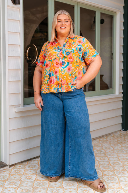 Seeds Of Spirit 100% Linen Short Sleeve Relaxed Women's Shirt